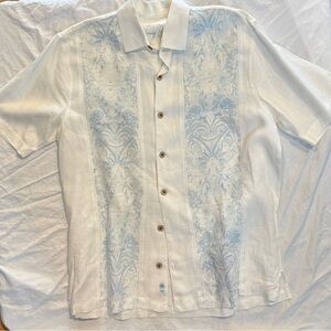 Tommy Bahama White and Light Blue Casual Button Down Shirt